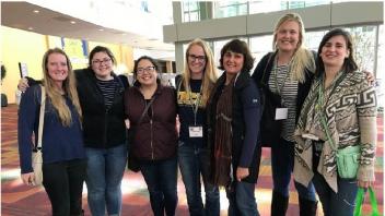 Jocelyn Pobst, Sabrina Hon, Hanna Lewis, Lau-rel Karren, Aria Lindsay and Maria Gutierrez (Ag Ed Credential program) in Indiana 