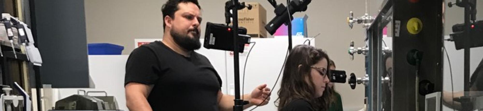 Brandon Vedder and Tasha Thompson in Miller Lab