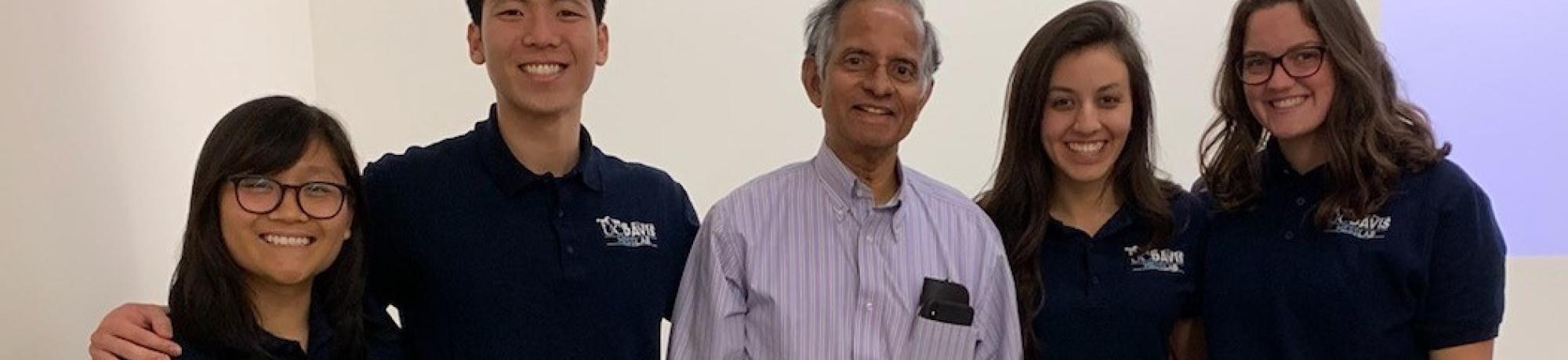 Vivian Chu, Kevin Do,  Program Director Professor Subramaniam Muralidharan, Maria Gonzalez and Abigail Pfefferlen at the UCD VIP Annual Student Conference